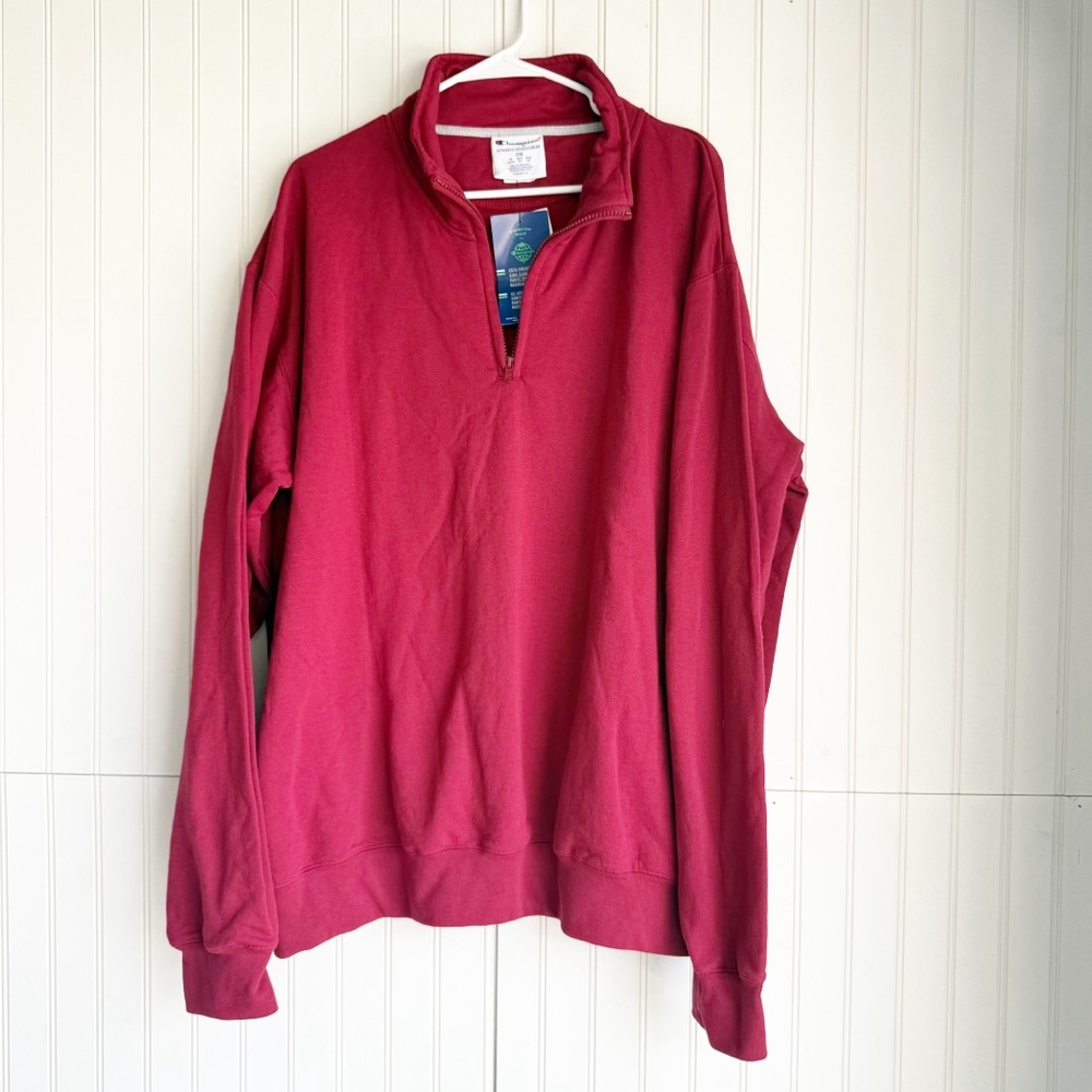 Champion Size 2XL Red Burgundy Quarter Zip Athletic Pullover Sweatshirt NEW!